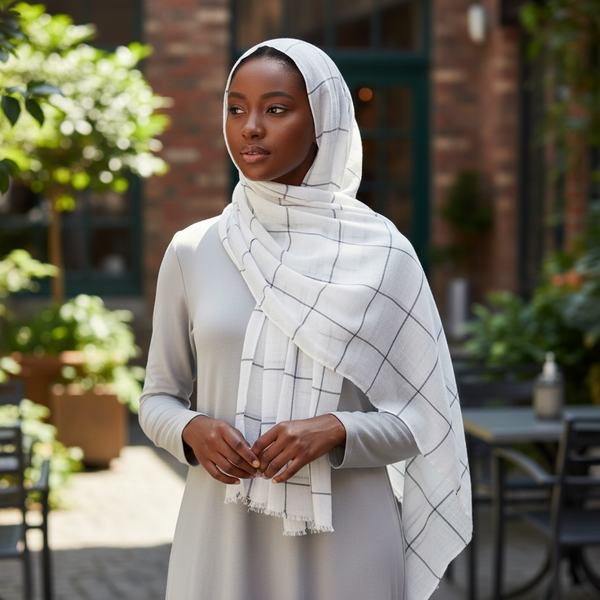 Maryam's Essential Premium Plain Checked Cotton Hijab
