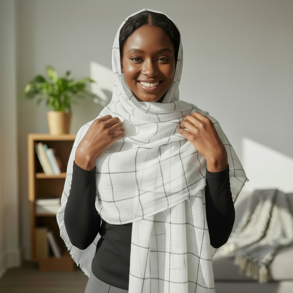 Maryam's Essential Premium Plain Checked Cotton Hijab