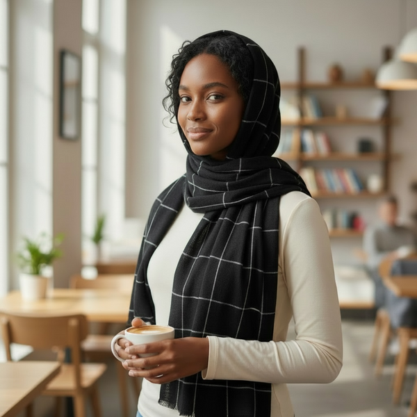 Maryam's Essential Premium Plain Checked Cotton Hijab