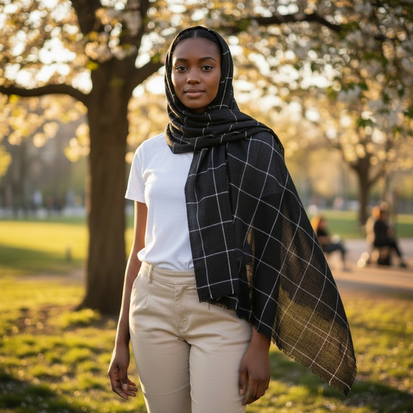 Maryam's Essential Premium Plain Checked Cotton Hijab