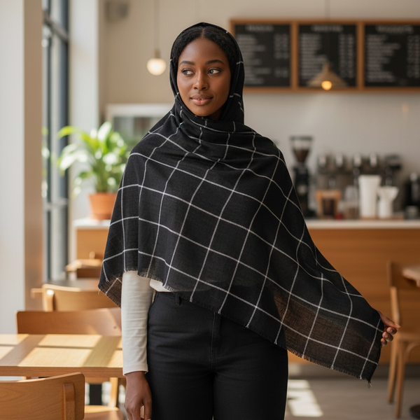 Maryam's Essential Premium Plain Checked Cotton Hijab