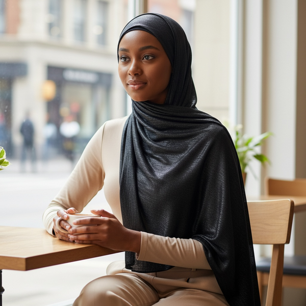 Maryam's Essential Shiny Plain Linen Silk Polyester Hijab