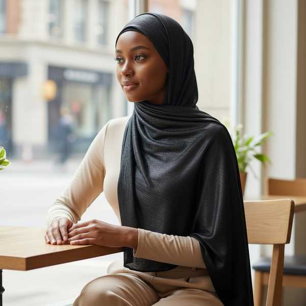 Maryam's Essential Shiny Plain Linen Silk Polyester Hijab