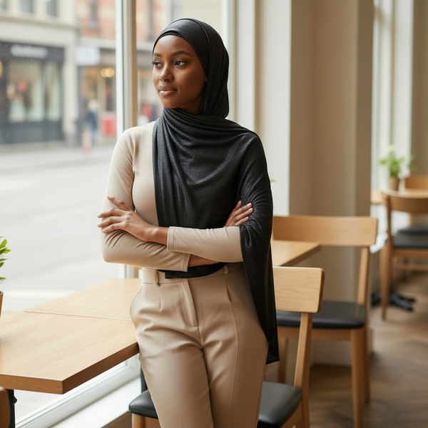 Maryam's Essential Shiny Plain Linen Silk Polyester Hijab
