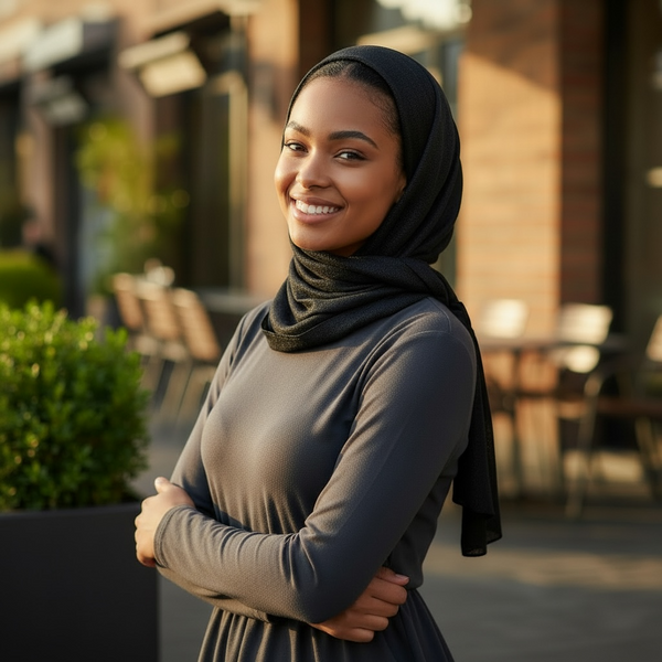 Maryam's Essential Shiny Plain Linen Silk Polyester Hijab