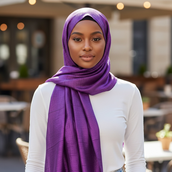 Maryam's Essential Shiny Plain Linen Silk Polyester Hijab