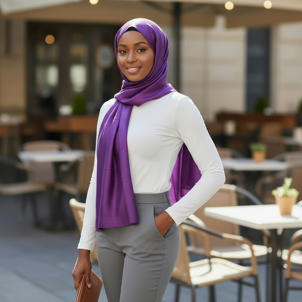 Maryam's Essential Shiny Plain Linen Silk Polyester Hijab
