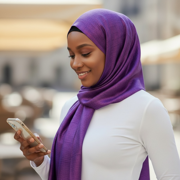 Maryam's Essential Shiny Plain Linen Silk Polyester Hijab