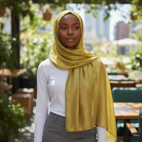 Maryam's Essential Shiny Plain Linen Silk Polyester Hijab