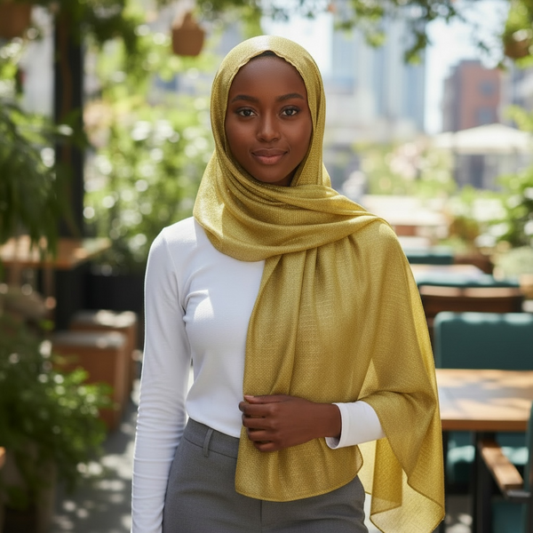 Maryam's Essential Shiny Plain Linen Silk Polyester Hijab