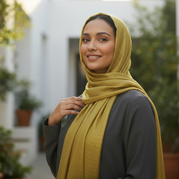 Maryam's Essential Shiny Plain Linen Silk Polyester Hijab