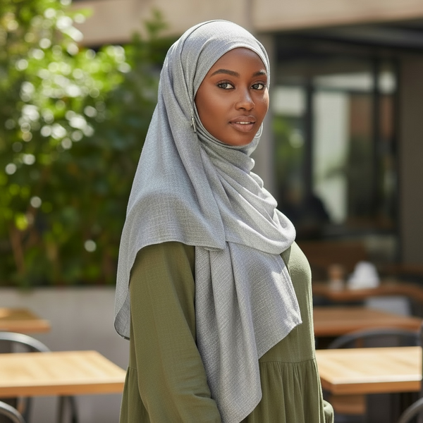 Maryam's Essential Shiny Plain Linen Silk Polyester Hijab