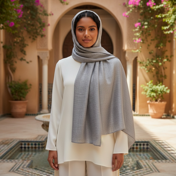 Maryam's Essential Shiny Plain Linen Silk Polyester Hijab