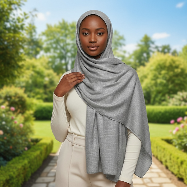 Maryam's Essential Shiny Plain Linen Silk Polyester Hijab
