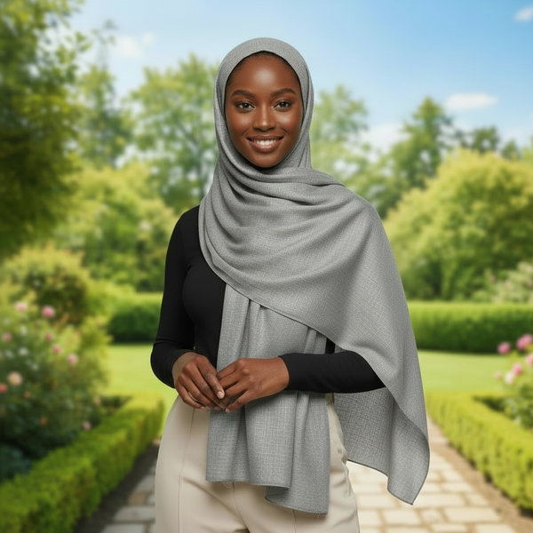 Maryam's Essential Shiny Plain Linen Silk Polyester Hijab