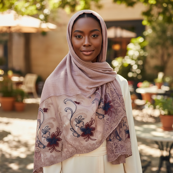 Maryam's Essential Premium Plain Cotton Lace Edge Hijab
