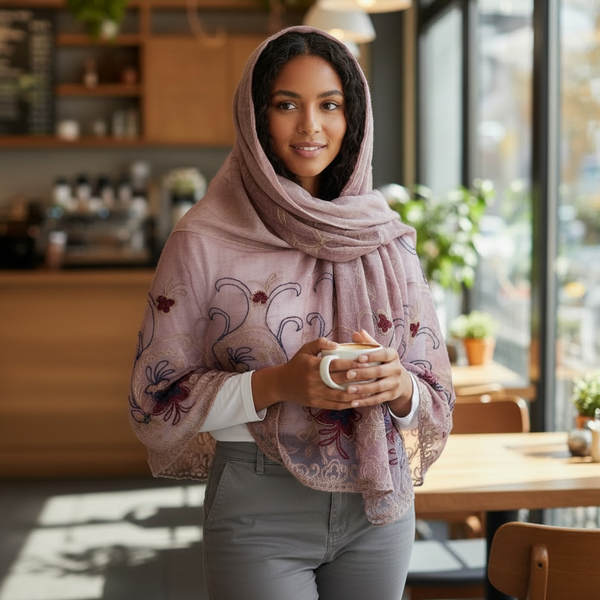 Maryam's Essential Premium Plain Cotton Lace Edge Hijab