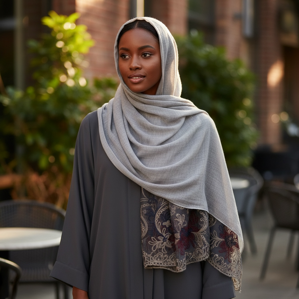 Maryam's Essential Premium Plain Cotton Lace Edge Hijab