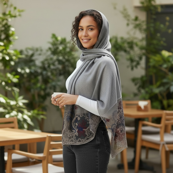 Maryam's Essential Premium Plain Cotton Lace Edge Hijab