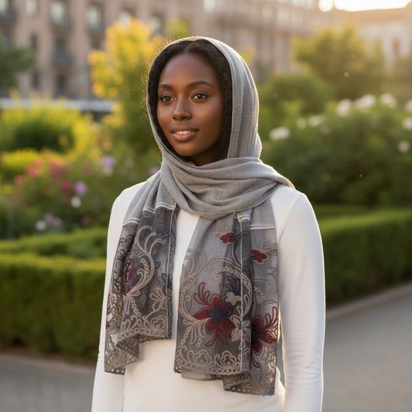 Maryam's Essential Premium Plain Cotton Lace Edge Hijab