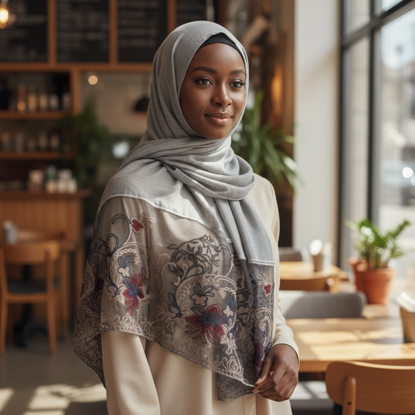 Maryam's Essential Premium Plain Cotton Lace Edge Hijab