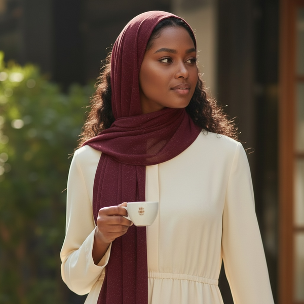 Maryam's Essential Premium Plain Chiffon Hijab with Silver Dot Hijab