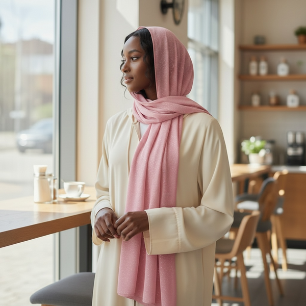 Maryam's Essential Premium Plain Chiffon Hijab with Silver Dot Hijab