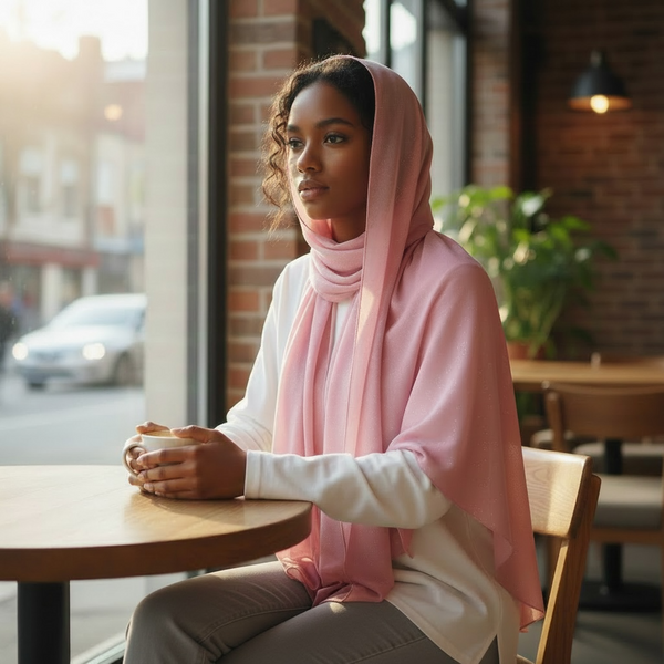 Maryam's Essential Premium Plain Chiffon Hijab with Silver Dot Hijab