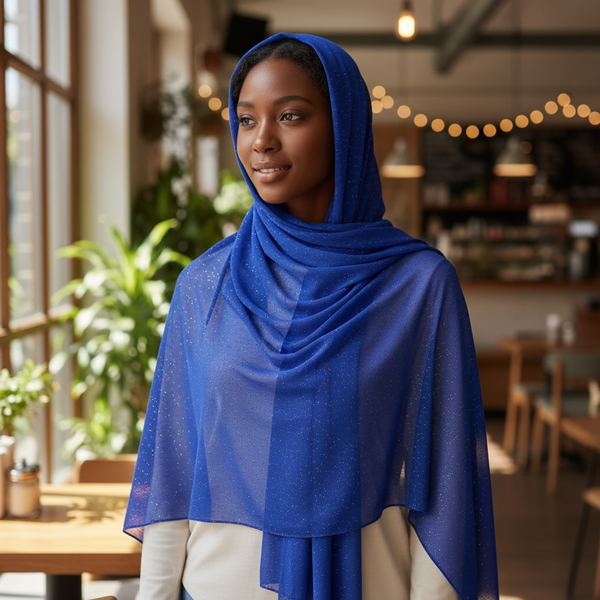 Maryam's Essential Plain Chiffon Hijab with Silver Dot Hijab