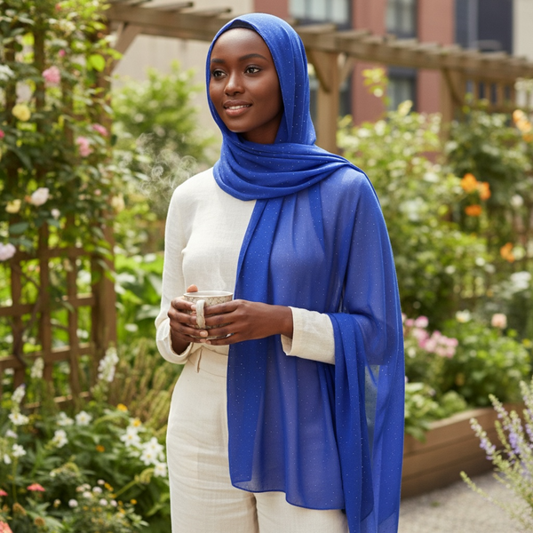 Maryam's Essential Plain Chiffon Hijab with Silver Dot Hijab