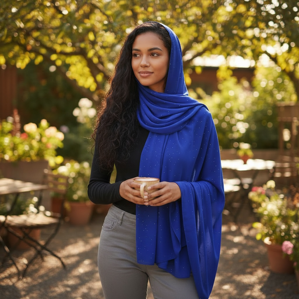 Maryam's Essential Plain Chiffon Hijab with Silver Dot Hijab