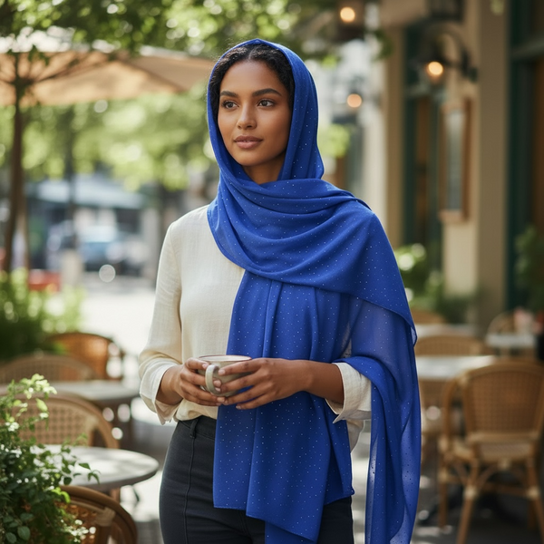 Maryam's Essential Plain Chiffon Hijab with Silver Dot Hijab