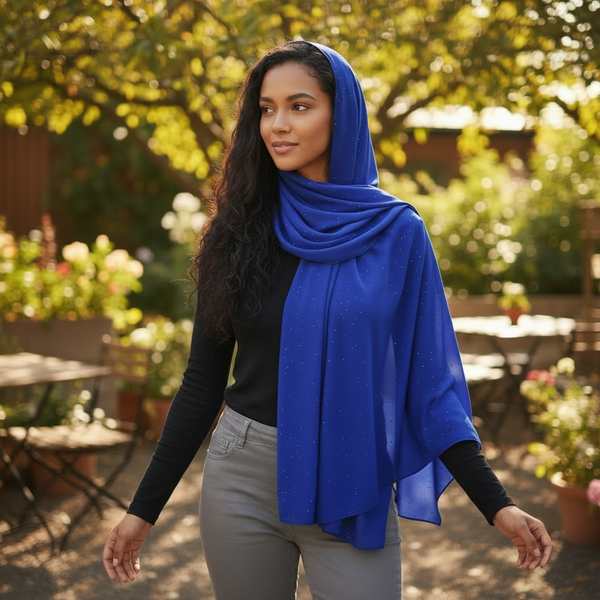 Maryam's Essential Plain Chiffon Hijab with Silver Dot Hijab