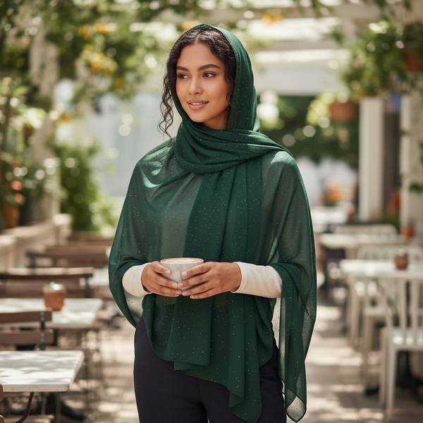 Maryam's Essential Premium Plain Chiffon Hijab with Silver Dot Hijab
