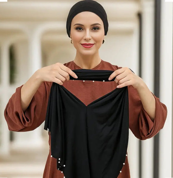 Maryam’s Essential Luxury Elegant Beaded Edge Hijab/Shawl