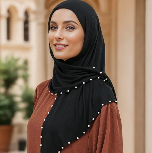 Maryam’s Essential Luxury Elegant Beaded Edge Hijab/Shawl