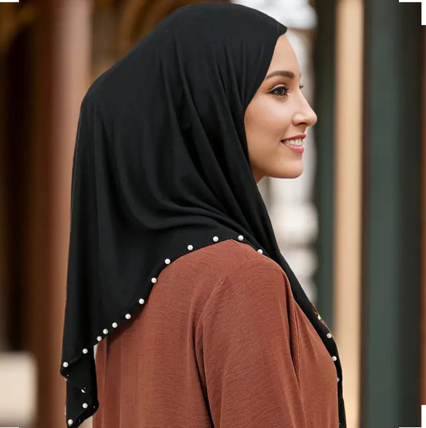 Maryam’s Essential Luxury Elegant Beaded Edge Hijab/Shawl