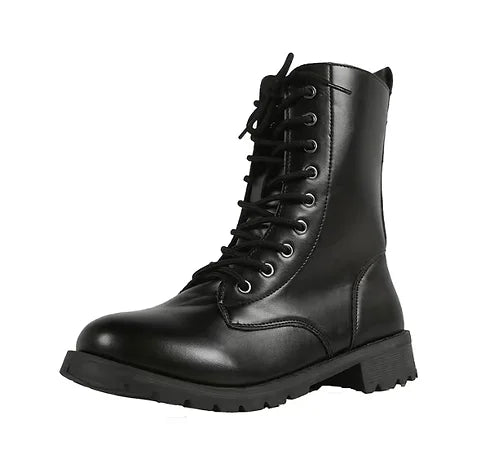 Maryam’s Essential Military Style Leather Combat Lace Up Boots