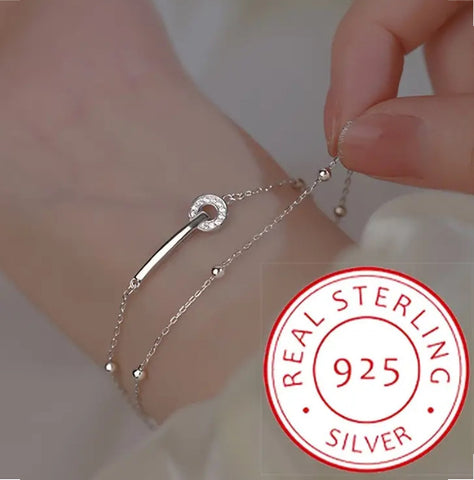 Maryam’s Essential Exquisite 925 Sterling Silver Double Layered Bracelet