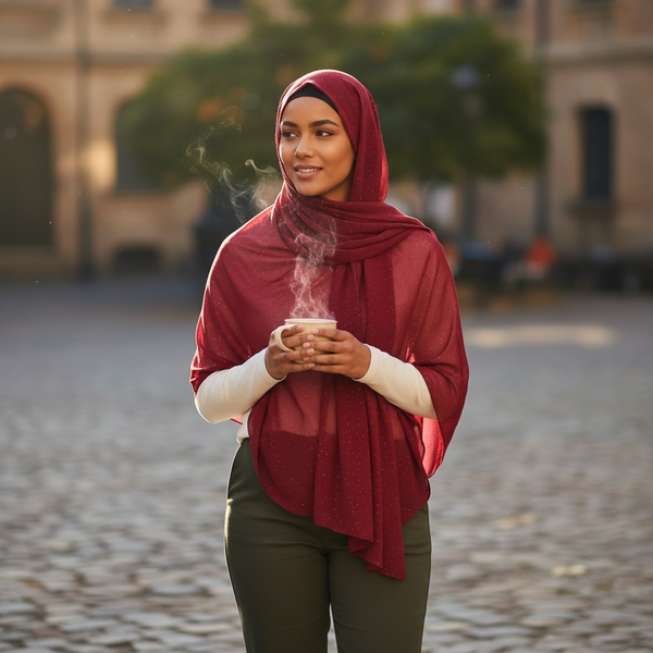Maryam's Essential Premium Plain Chiffon Hijab with Silver Dot Hijab