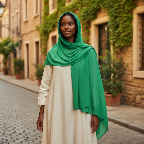 Maryam's Essential Plain Chiffon Hijab with Silver Dot Hijab