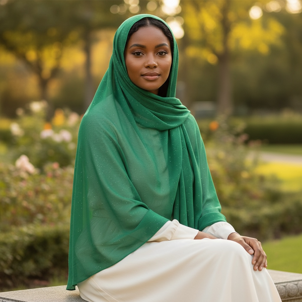 Maryam's Essential Plain Chiffon Hijab with Silver Dot Hijab