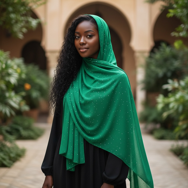 Maryam's Essential Plain Chiffon Hijab with Silver Dot Hijab