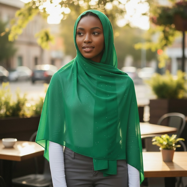 Maryam's Essential Plain Chiffon Hijab with Silver Dot Hijab