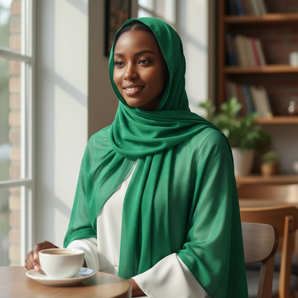Maryam's Essential Plain Chiffon Hijab with Silver Dot Hijab