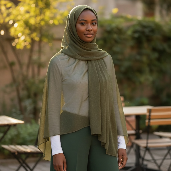 Maryam's Essential Premium Plain Chiffon Hijab with Silver Dot Hijab