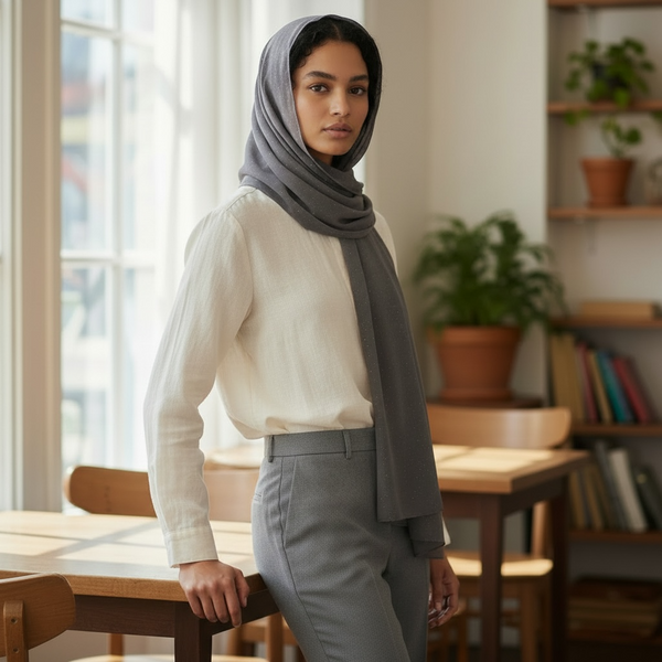 Maryam's Essential Premium Plain Chiffon Hijab with Silver Dot Hijab