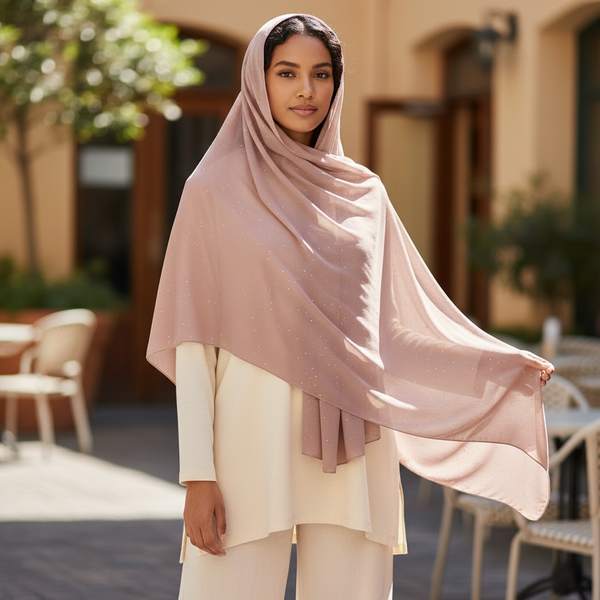 Maryam's Essential Plain Chiffon Hijab with Silver Dot Hijab