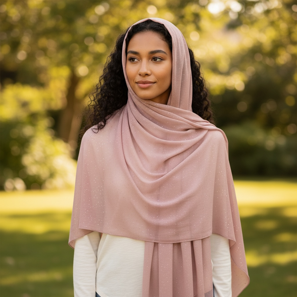 Maryam's Essential Plain Chiffon Hijab with Silver Dot Hijab