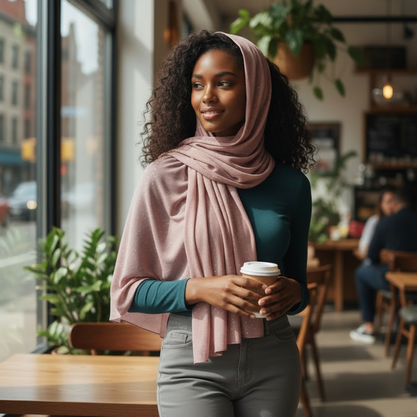 Maryam's Essential Plain Chiffon Hijab with Silver Dot Hijab